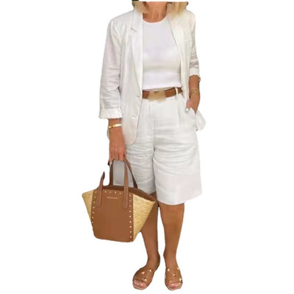 Women’s Casual Two-Piece Open Front Top & Bermuda Shorts Set