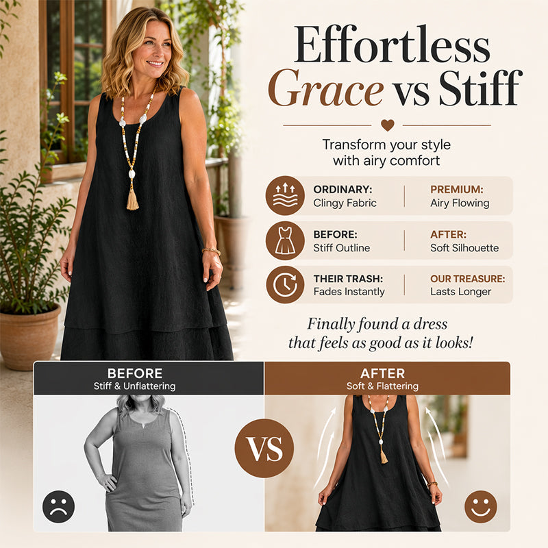 Bestseller💕 Double Layer Sleeveless Dress – Effortless Elegance & Modern Layered Look for Everyday