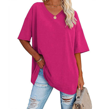 🌷2026 Summer Sale 50% OFF☀️Women's Summer Half Sleeve Casual Loose Fit Cotton Tunic T-shirt