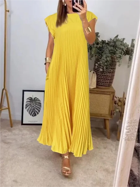 ⏳Limited-time 50% off⏰Sleeveless Pleated Simple Solid Color Dress👗