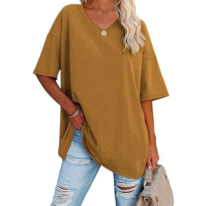 🌷2026 Summer Sale 50% OFF☀️Women's Summer Half Sleeve Casual Loose Fit Cotton Tunic T-shirt