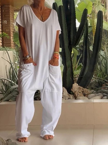 Casual V-neck Solid Color Jumpsuit🔥HOT SALE -49% OFF