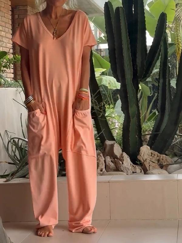 Casual V-neck Solid Color Jumpsuit🔥HOT SALE -49% OFF