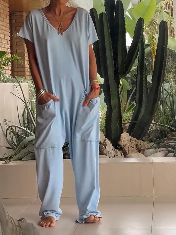 Casual V-neck Solid Color Jumpsuit🔥HOT SALE -49% OFF