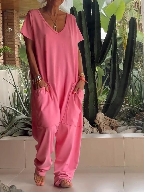 Casual V-neck Solid Color Jumpsuit🔥HOT SALE -49% OFF