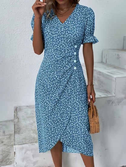 🌷49% OFF🍃Women's floral v-neck printed dress