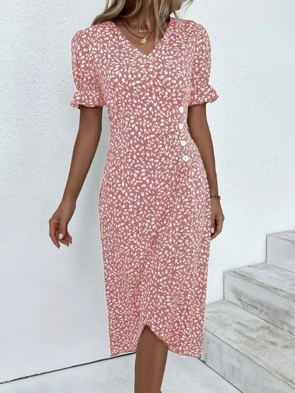 🌷49% OFF🍃Women's floral v-neck printed dress