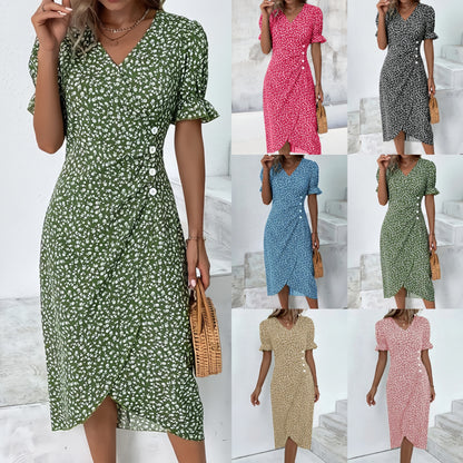 🌷49% OFF🍃Women's floral v-neck printed dress