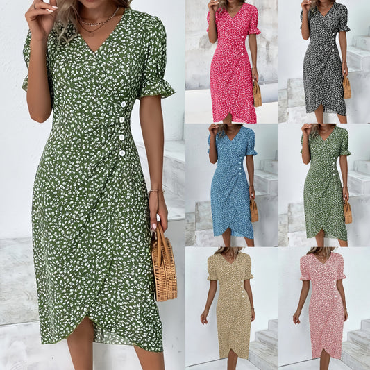 🌷49% OFF🍃Women's floral v-neck printed dress