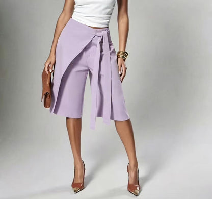 Women's Chic Tie-Front Wide-Leg Culottes