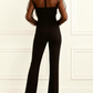 Women’s Black Mesh Crew Neck Long Sleeve Dressy Jumpsuit