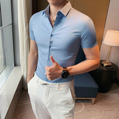 Men's ice-silk high elasticity short sleeve shirts
