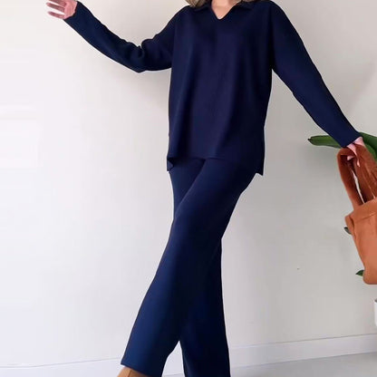 🌟V-Neck Casual Slit Knitted Two-Piece Set🌟FREE SHIPPING