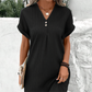 Simple Solid Color V-Neck Short Sleeve Dress for Women