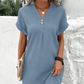 Simple Solid Color V-Neck Short Sleeve Dress for Women