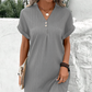 Simple Solid Color V-Neck Short Sleeve Dress for Women