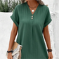 Simple Solid Color V-Neck Short Sleeve Dress for Women