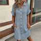 💎 60% OFF! 💎 Women's Buttoned Short Sleeve Pocket Shirt Dress – Cotton Blend, Relaxed Fit & Everyday Versatility (M–2XL) 👗🌿