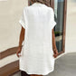 💎 60% OFF! 💎 Women's Buttoned Short Sleeve Pocket Shirt Dress – Cotton Blend, Relaxed Fit & Everyday Versatility (M–2XL) 👗🌿