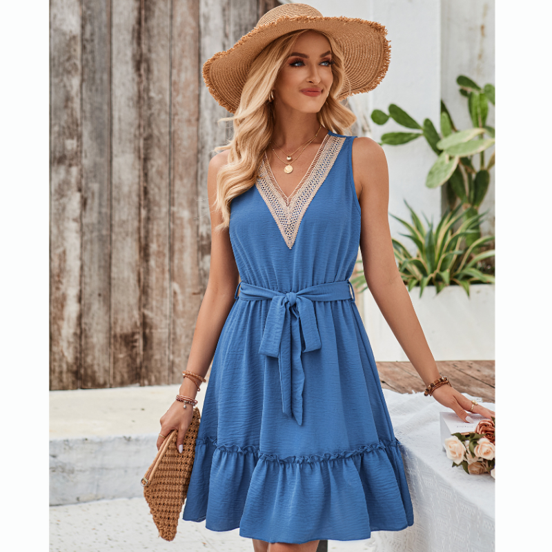 Simple & Sweet V-Neck Sleeveless Dress
