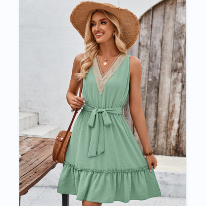 Simple & Sweet V-Neck Sleeveless Dress