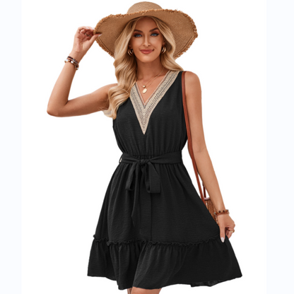 Simple & Sweet V-Neck Sleeveless Dress