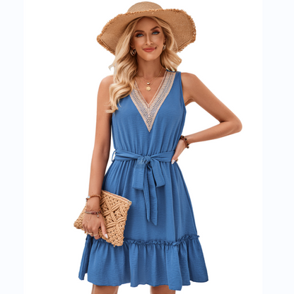 Simple & Sweet V-Neck Sleeveless Dress