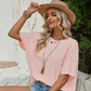 Women's Round Neck Loose-Fit Backless Short Sleeve T-Shirt
