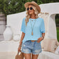 Women's Round Neck Loose-Fit Backless Short Sleeve T-Shirt