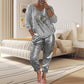 Women's 2 Piece Set: Devil's Eye Gold Foil Top and Sequin Pants Set