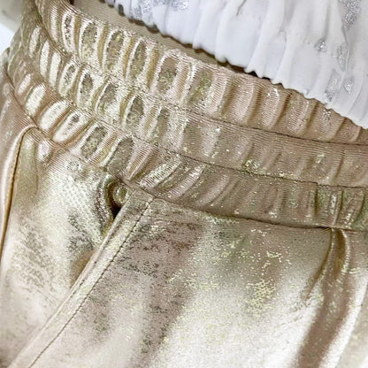 Women's 2 Piece Set: Devil's Eye Gold Foil Top and Sequin Pants Set