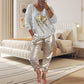 🌷LAST DAY SALE 49% OFF💝Devil's Eye Gold Foil Top and Sequin Pants Set💝BUY 2 GET FREE SHIPPING