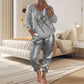 Women's 2 Piece Set: Devil's Eye Gold Foil Top and Sequin Pants Set