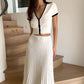 Stretchy Slim-Fit Short Sleeve Top & High-Waist Skirt Two-Piece Suit