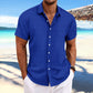 Men's Striped Loose-Fit Short Sleeve Button Down Lapel Shirt