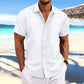 Men's Striped Loose-Fit Short Sleeve Button Down Lapel Shirt