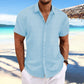 Men's Striped Loose-Fit Short Sleeve Button Down Lapel Shirt