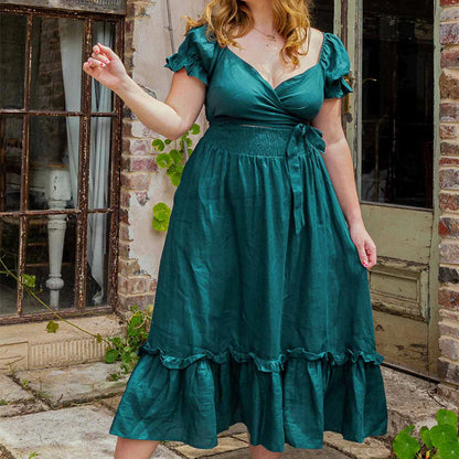 Tie Back Ruffle Dress with Pockets