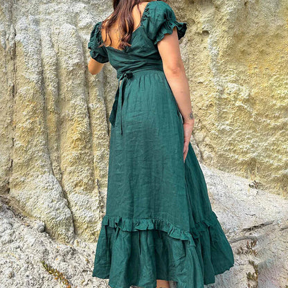 Tie Back Ruffle Dress with Pockets