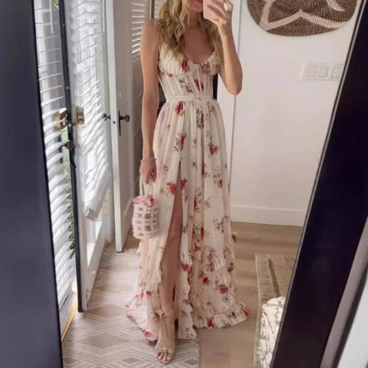 Women’s Elegant Print Slit Maxi Dress🔥🔥FREE SHIPPING