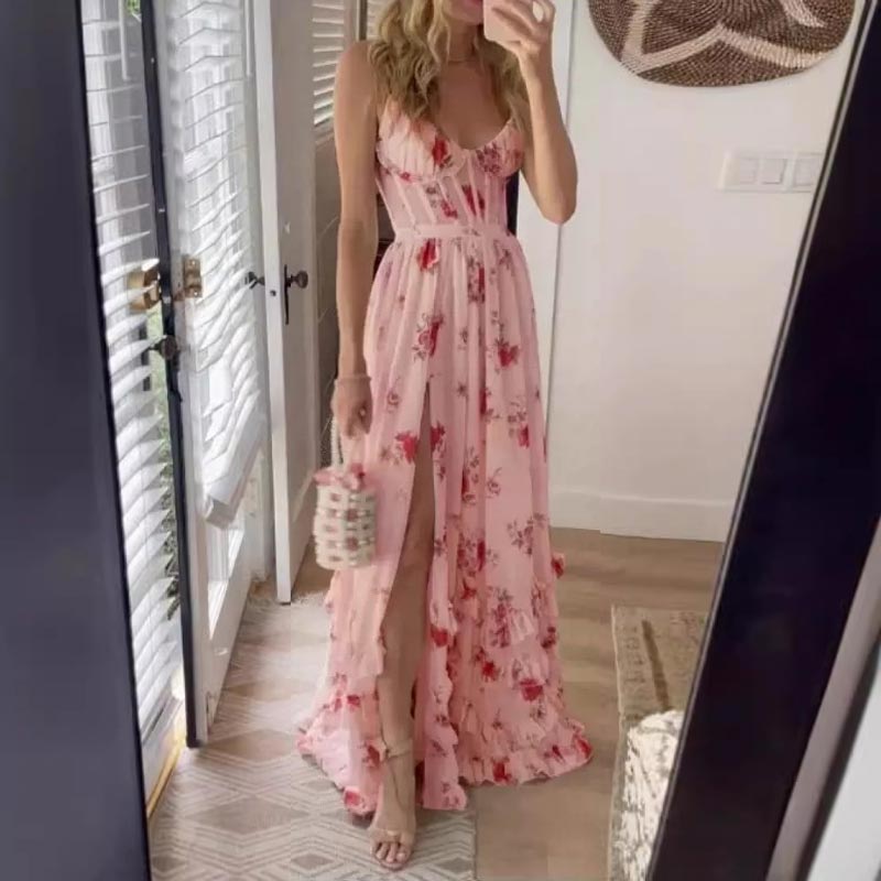 Women’s Elegant Print Slit Maxi Dress🔥🔥FREE SHIPPING