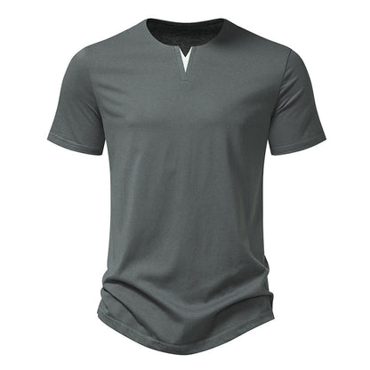 Men's Solid Colour V-Neck Cotton T-Shirt⭐Neu eingetroffen – 49 % RABATT