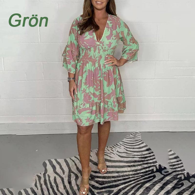 💥Limited time 49% off🔥New for 2024👗Women's Stylish Casual V-Neck Dress with Elastic Waist