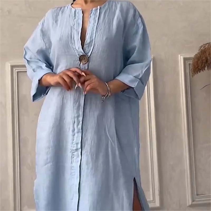 👗Casual Breathable 3/4 Sleeves V-Neck Dress