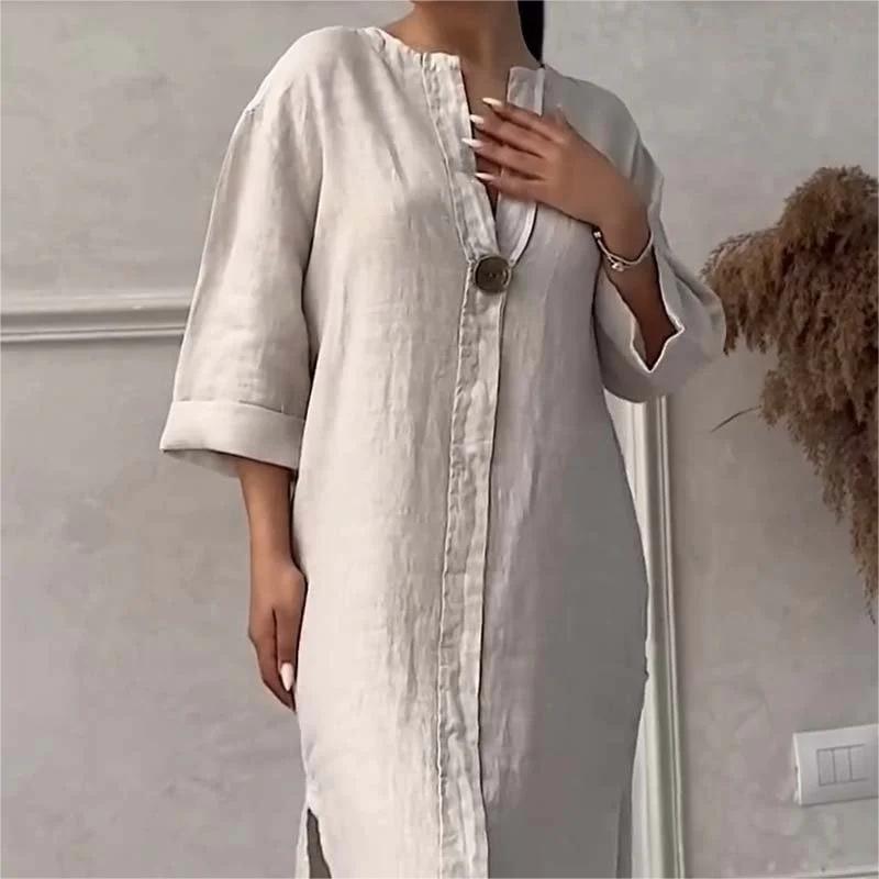 👗Casual Breathable 3/4 Sleeves V-Neck Dress