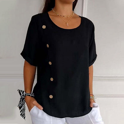 Women's Crew Neck Side Button Blouse💖BUY 2 GET FREE SHIPPING
