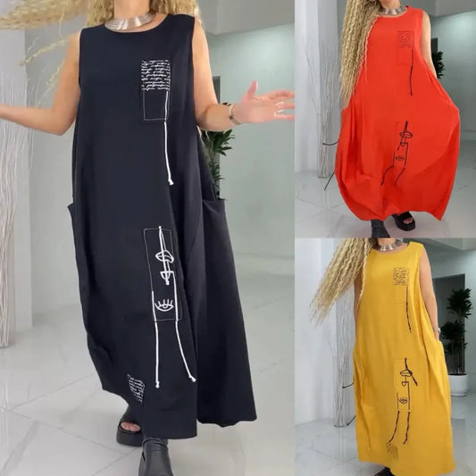 Casual Sleeveless Maxi Dress for Plus Size Women