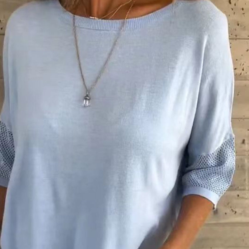 Women’s Casual Solid Color Round Neck 3/4 Sleeve T-Shirt【BUY 2 GET FREE SHIPPING】
