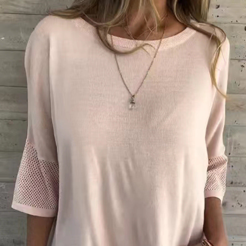 Women’s Casual Solid Color Round Neck 3/4 Sleeve T-Shirt【BUY 2 GET FREE SHIPPING】