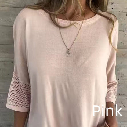 Women’s Casual Solid Color Round Neck 3/4 Sleeve T-Shirt【BUY 2 GET FREE SHIPPING】